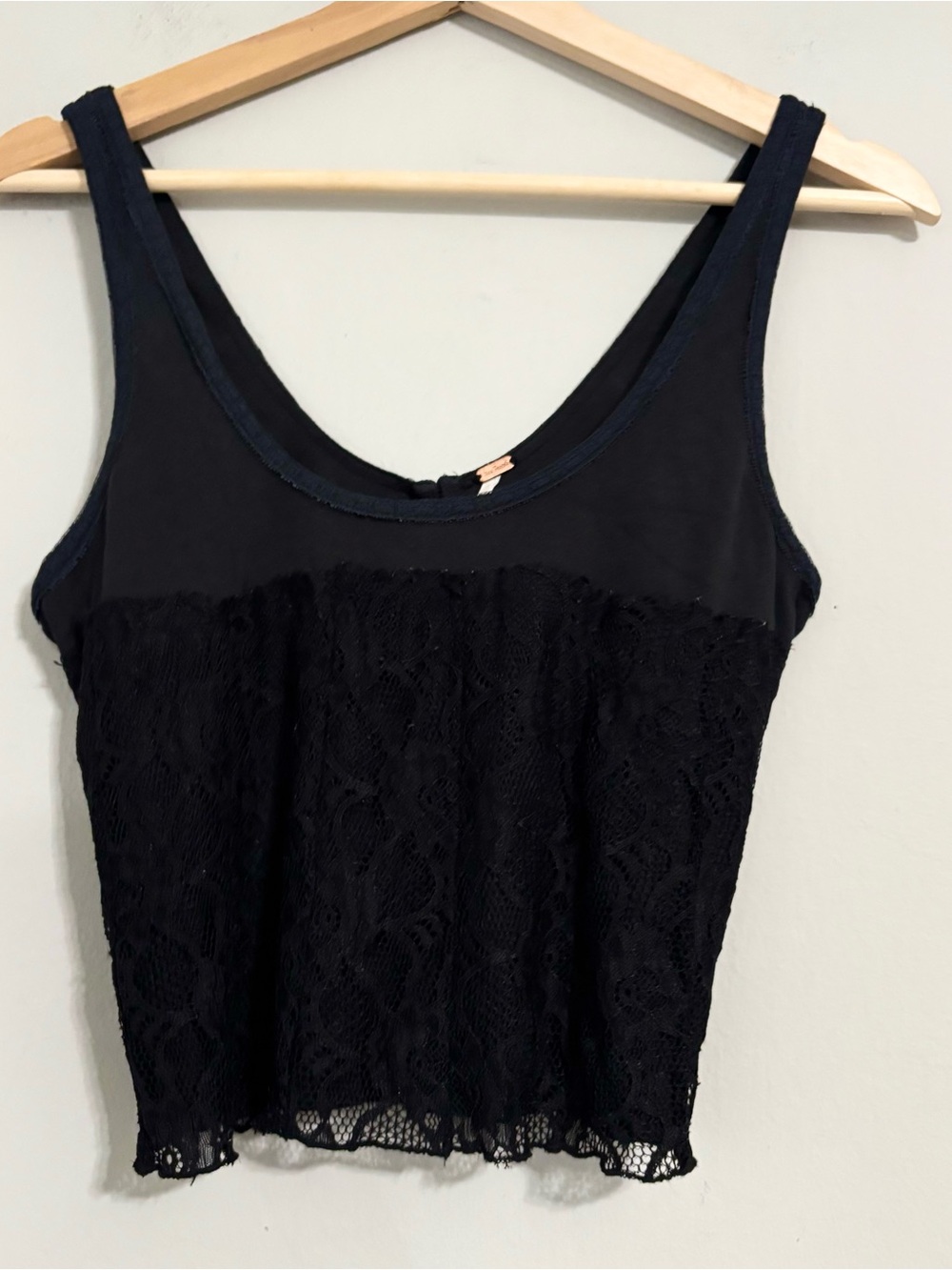 Free People Black Lace Crop Top Tank